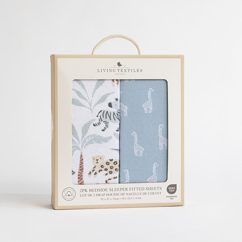 WILD SAFARI Set of 2 Bedside Sleeper Fitted Sheet