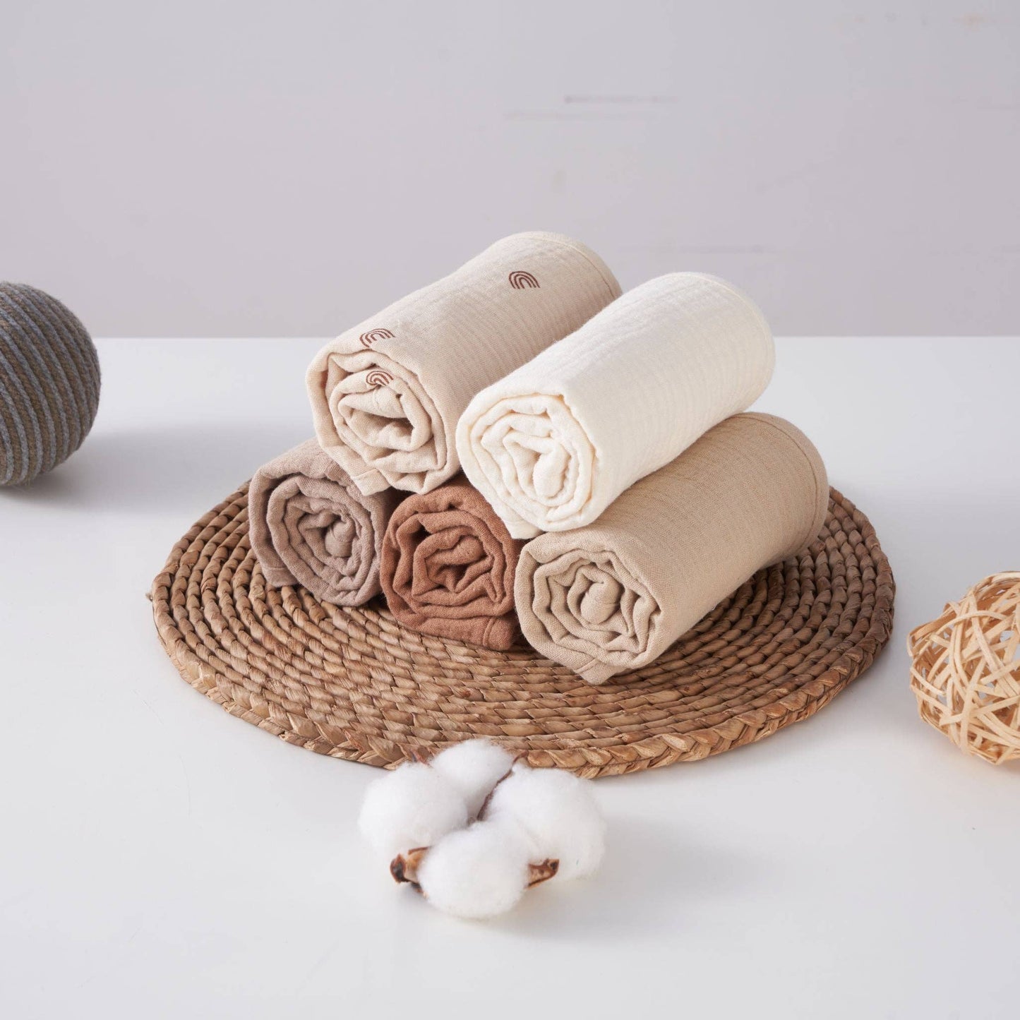 Organic Muslin Burp Cloths - Dusty Dunes 5 Pack