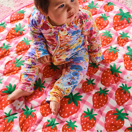 Quilted Baby Play Mat - Strawberry Jam