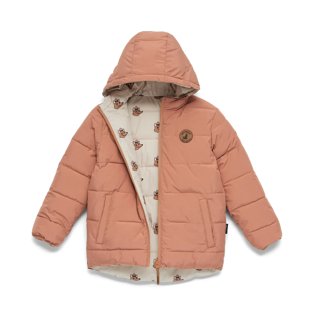 Reversible Eco Puffer - Terracotta Wolf