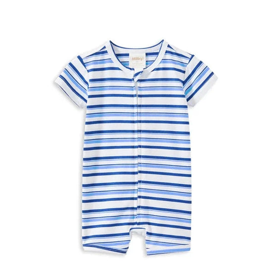 Blue Stripe Zip Romper