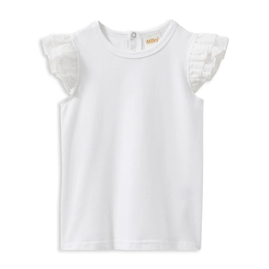 White Frill Broderie Frill Tee