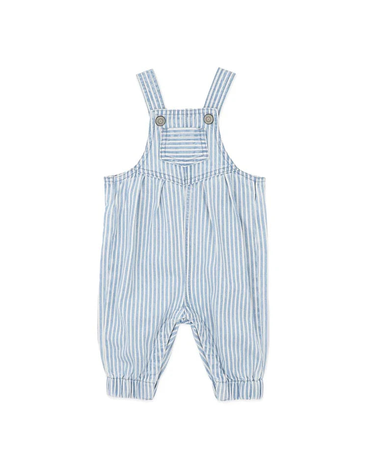 Winter Vacay Stripe Denim Overalls - Blue Ticking Stripe