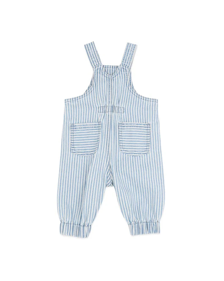 Winter Vacay Stripe Denim Overalls - Blue Ticking Stripe