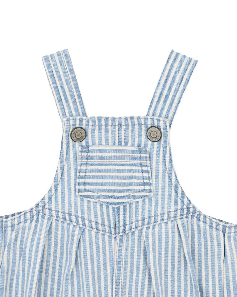 Winter Vacay Stripe Denim Overalls - Blue Ticking Stripe