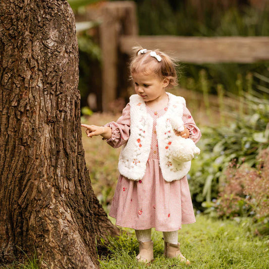 Orchard Bloom Emb Check Dress - Dusty Pink Check