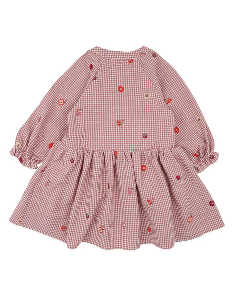 Orchard Bloom Emb Check Dress - Dusty Pink Check
