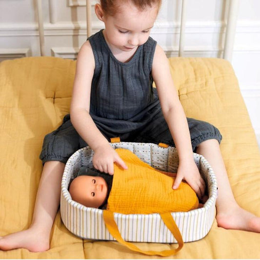 Doll Bassinet - Blue Lines