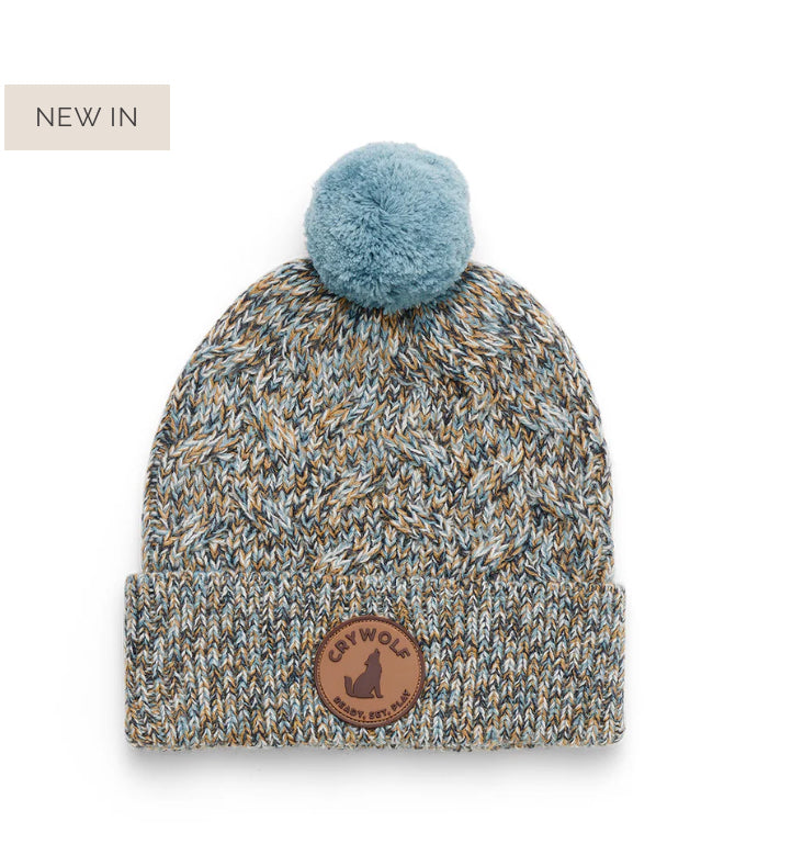 Pom Pom Beanie - Blue Speckle