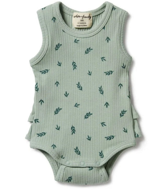 Falling Leaf Organic Rib Ruffle Bodysuit