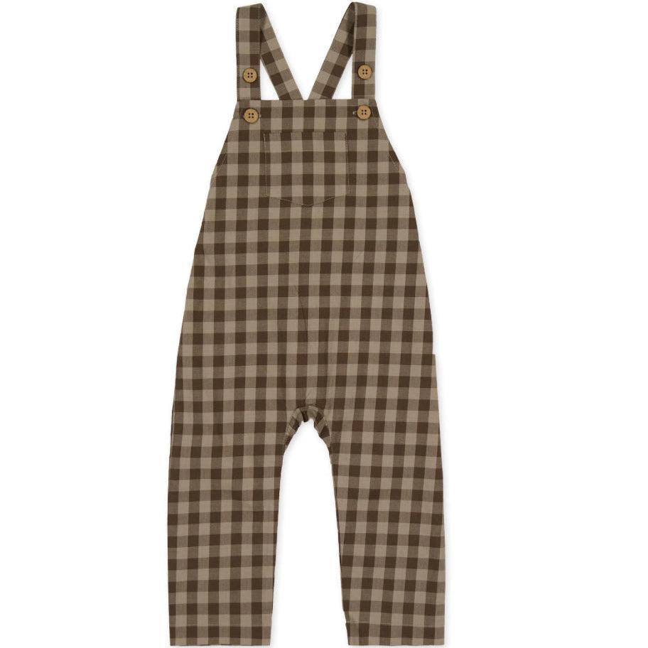 Organic Cotton Kingston Overalls - Gingham Shiitake