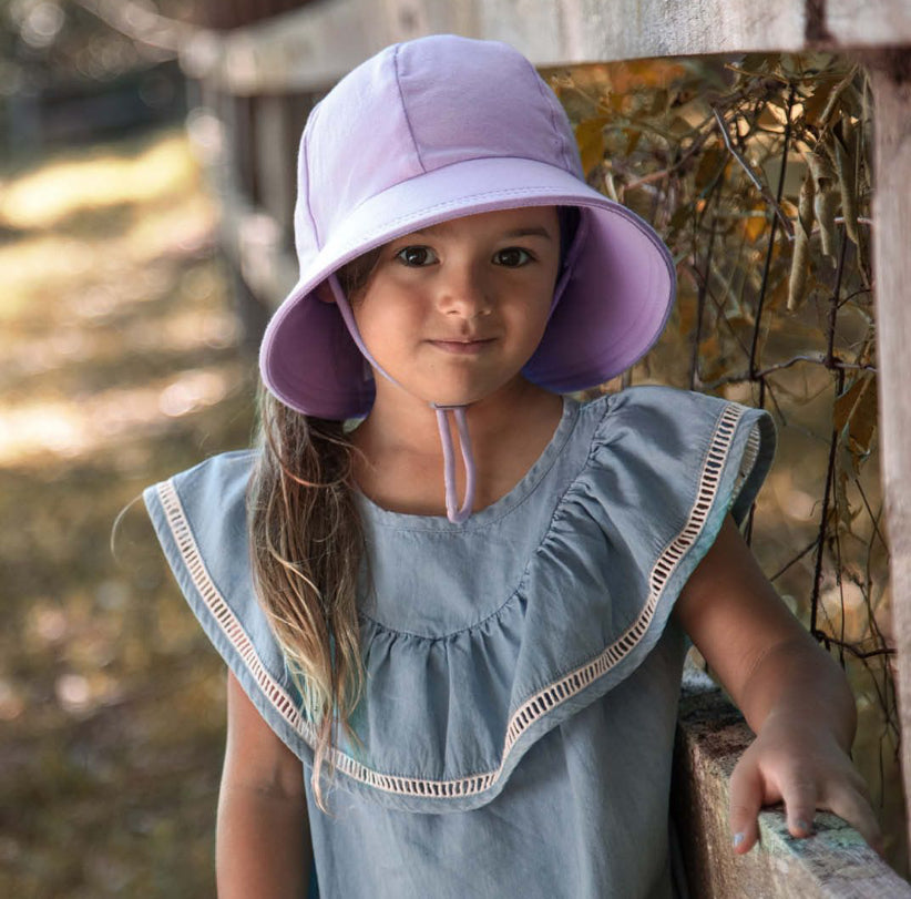 Ponytail Bucket Hat with Strap - Lilac - 54cm / 3-6 years / XL