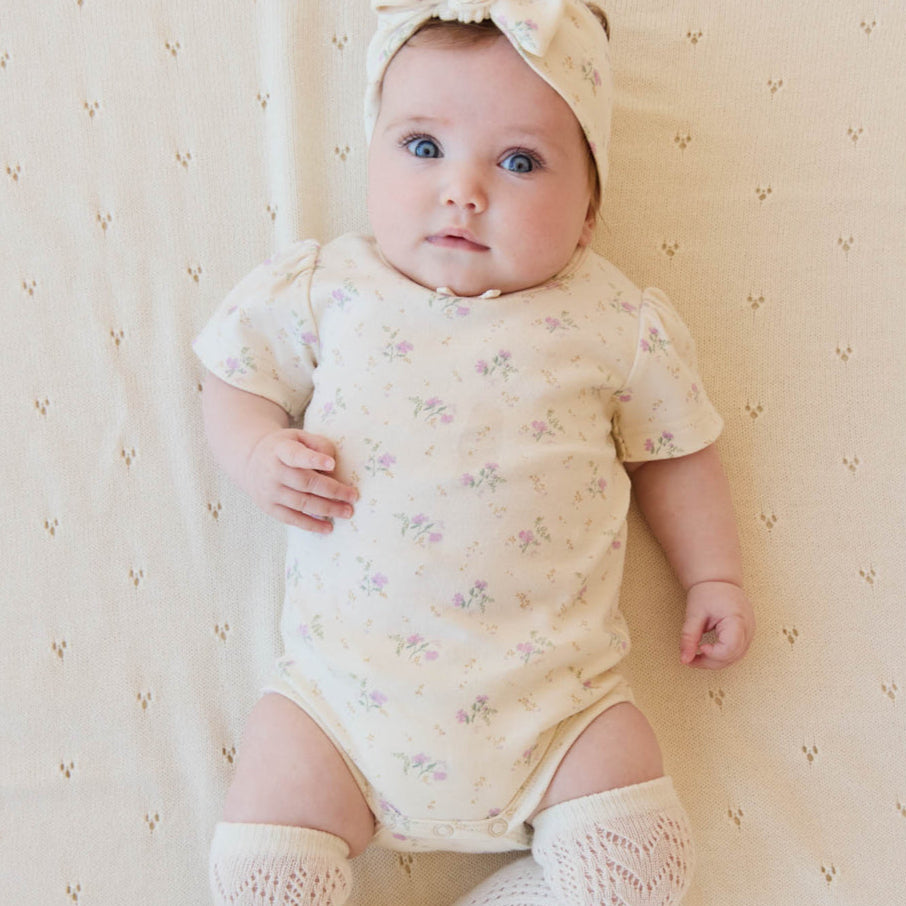 Organic Cotton Cap Sleeve Bodysuit - Thelma Orchid
