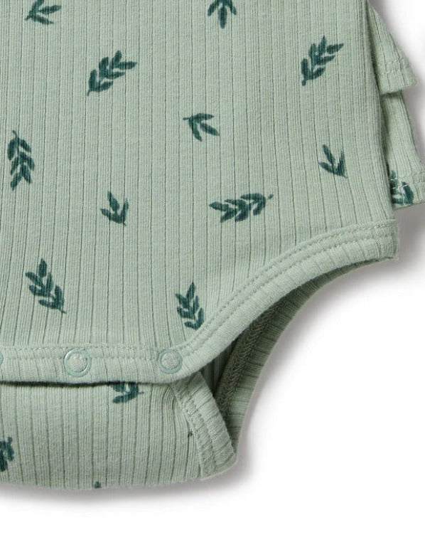 Falling Leaf Organic Rib Ruffle Bodysuit