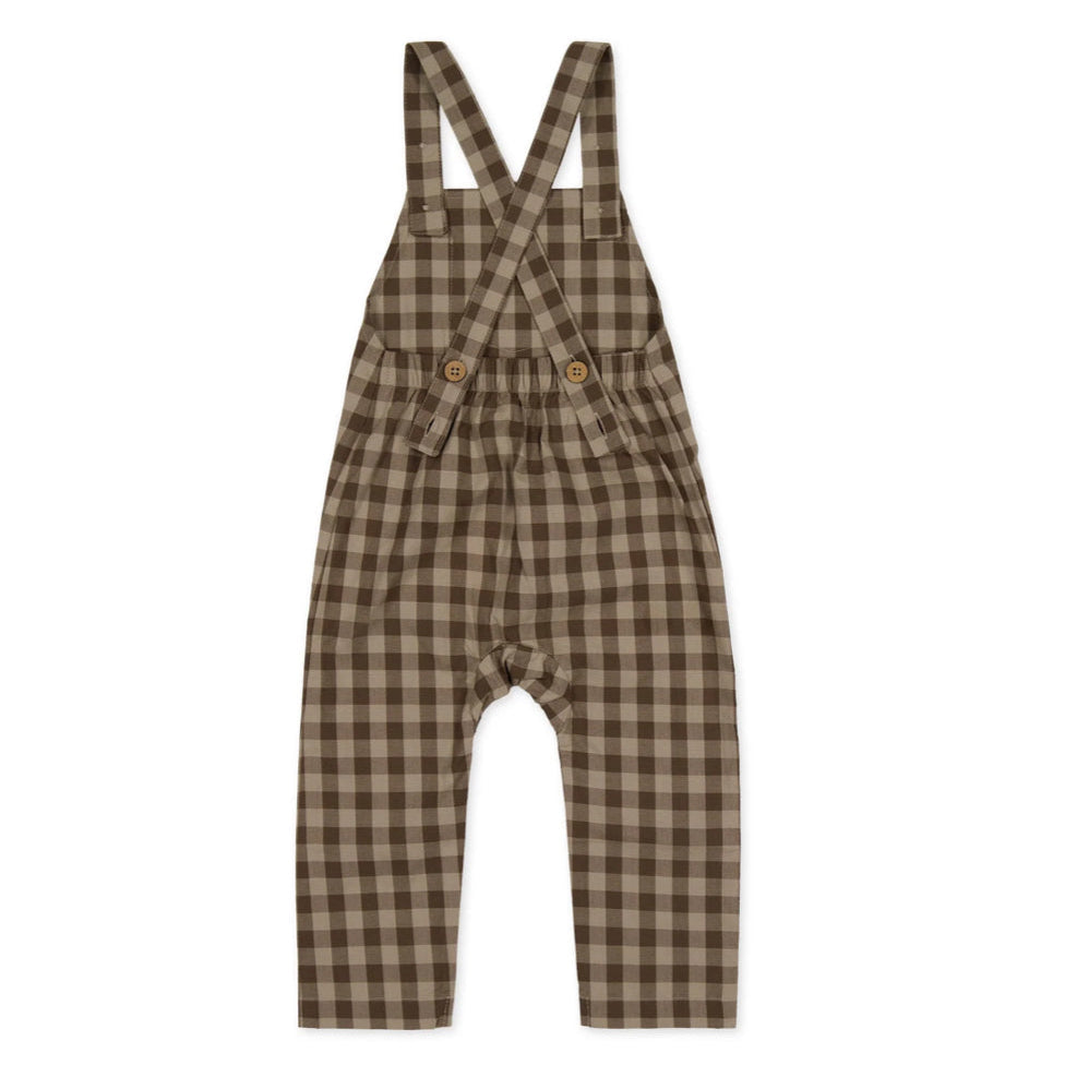 Organic Cotton Kingston Overalls - Gingham Shiitake