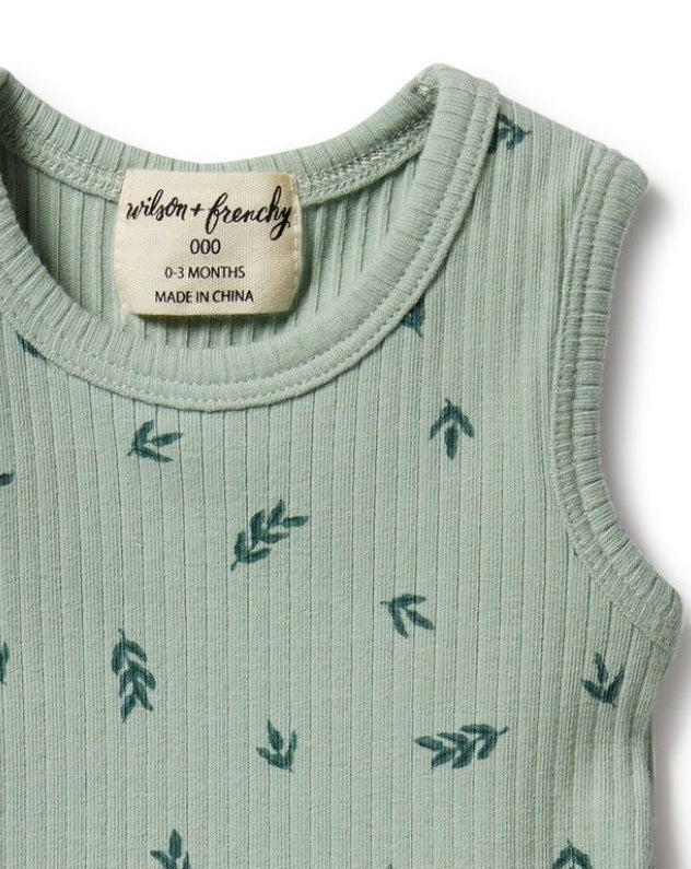 Falling Leaf Organic Rib Ruffle Bodysuit
