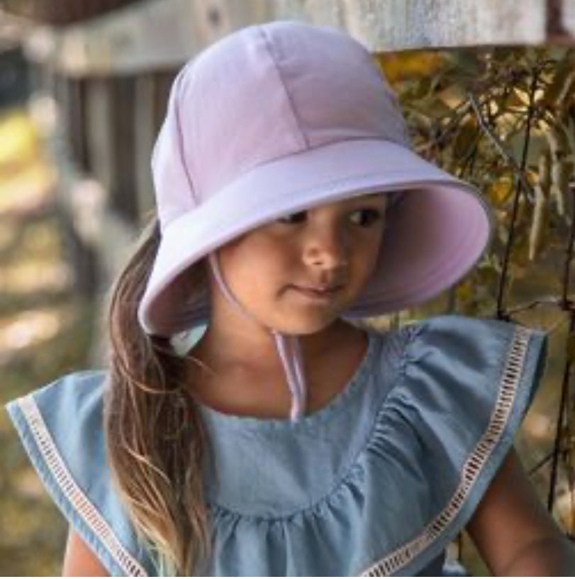 Ponytail Bucket Hat with Strap - Lilac - 52cm / 2-3 years / L