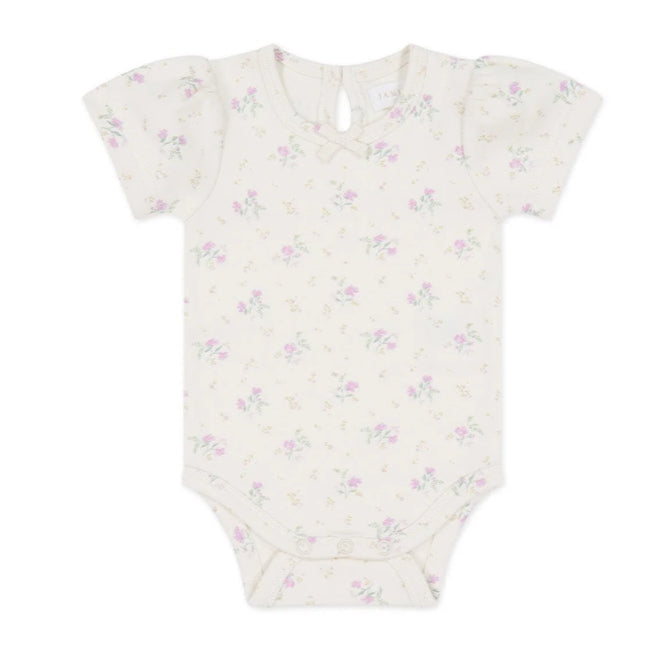 Organic Cotton Cap Sleeve Bodysuit - Thelma Orchid