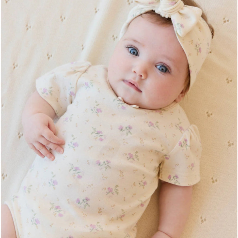 Organic Cotton Cap Sleeve Bodysuit - Thelma Orchid