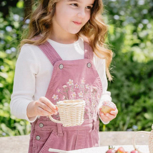 Flossy Embroidered Cord Overalls
