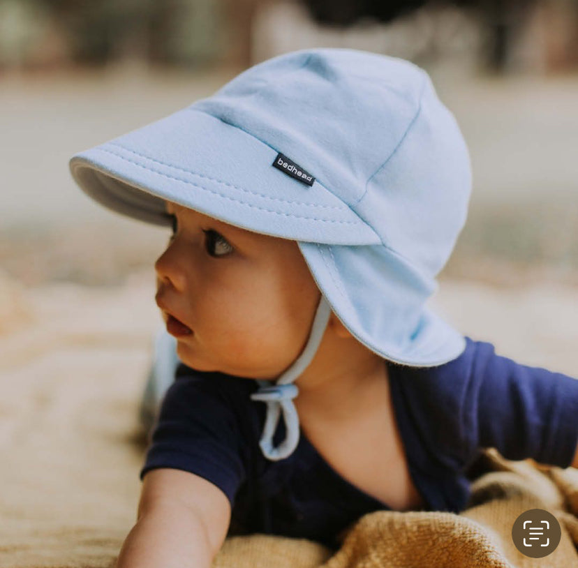 Legionnaire Hat with Strap - Baby Blue - 37cm / 0-3 months / XXS