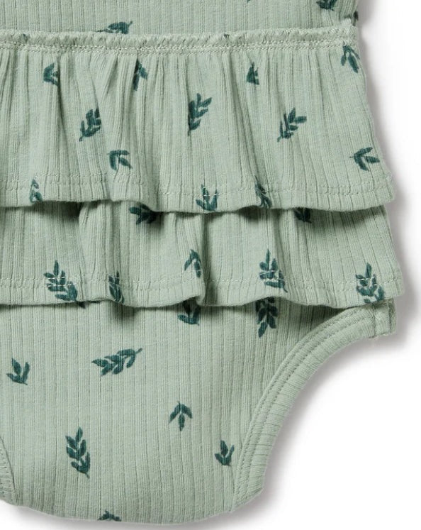 Falling Leaf Organic Rib Ruffle Bodysuit