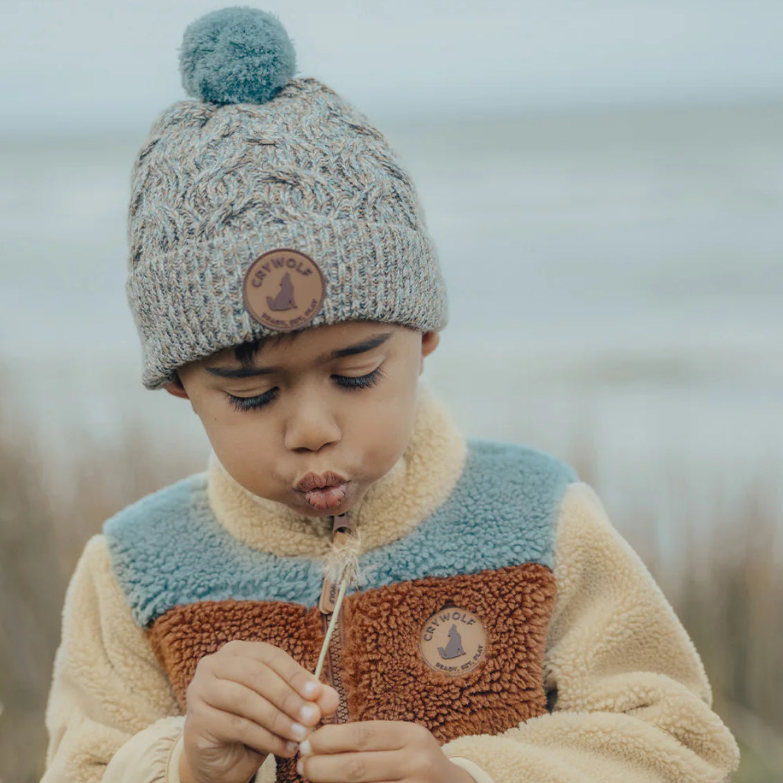 Pom Pom Beanie - Blue Speckle