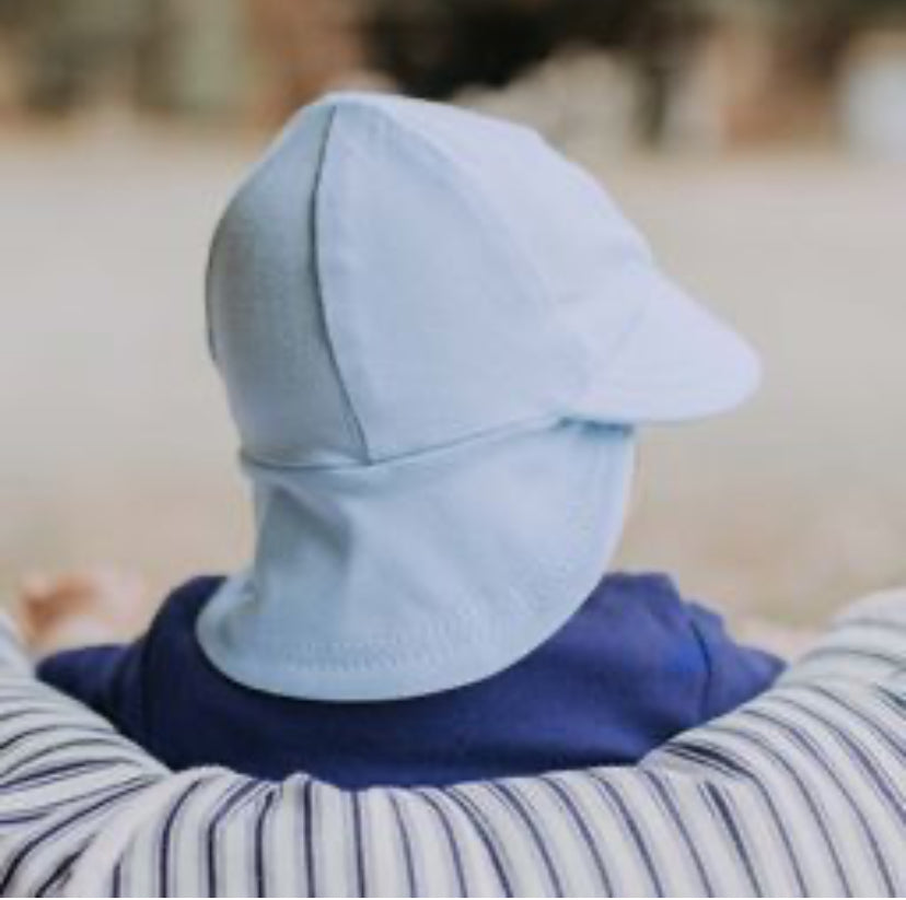Legionnaire Hat with Strap - Baby Blue - 37cm / 0-3 months / XXS