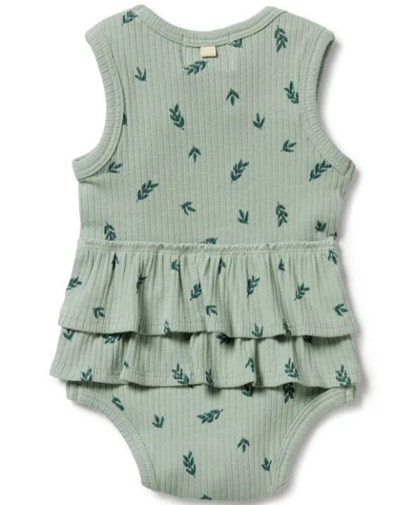 Falling Leaf Organic Rib Ruffle Bodysuit
