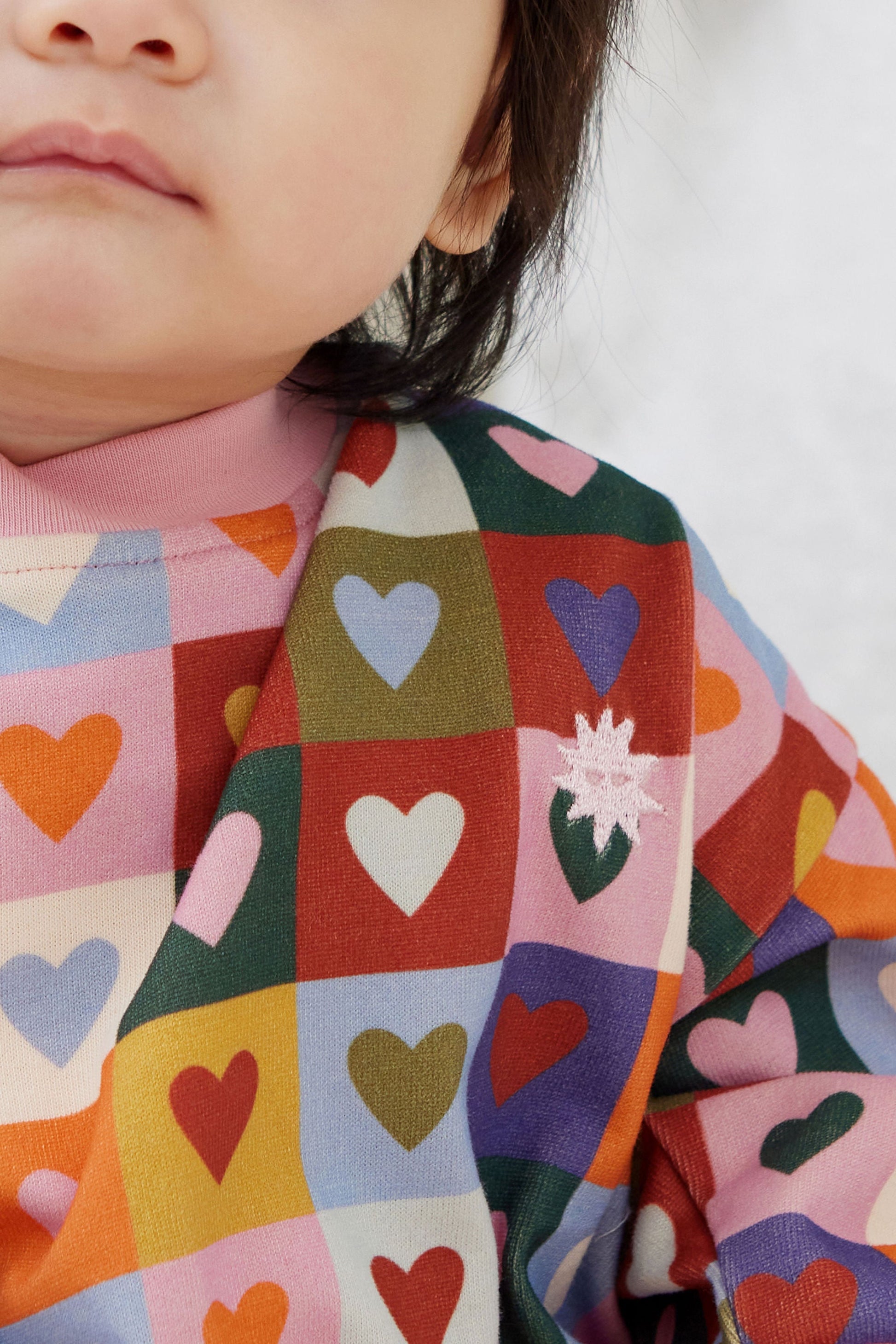 Heart Checkerboard Oversized Jumper