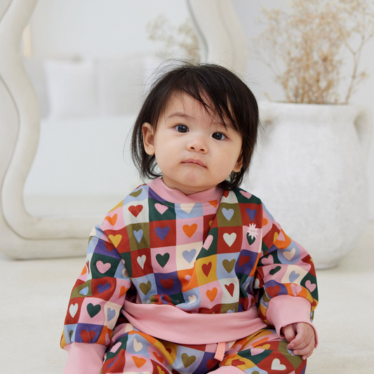 Heart Checkerboard Oversized Jumper