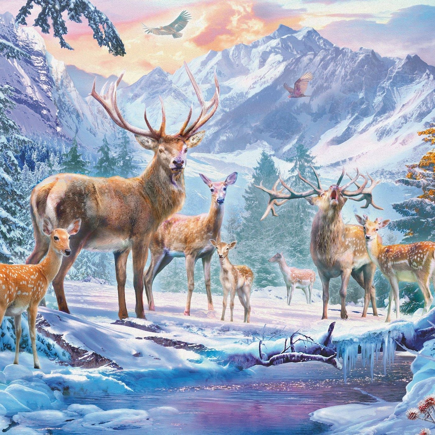 Deer and Stags in Winter