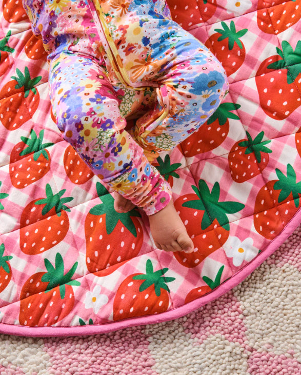 Quilted Baby Play Mat - Strawberry Jam