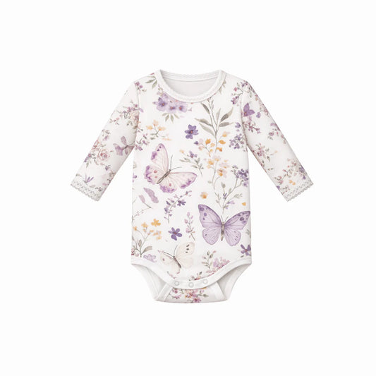 Lilac Butterflies - Long Sleeve Bodysuit