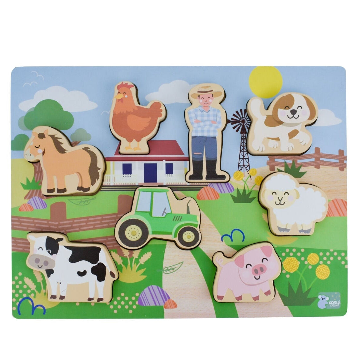 Wooden Chunky Aussie Farm Animal Puzzle