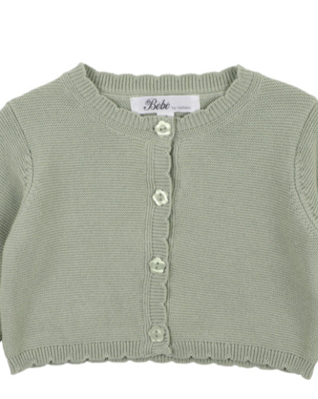 Scalloped Edge Cardigan - Sage