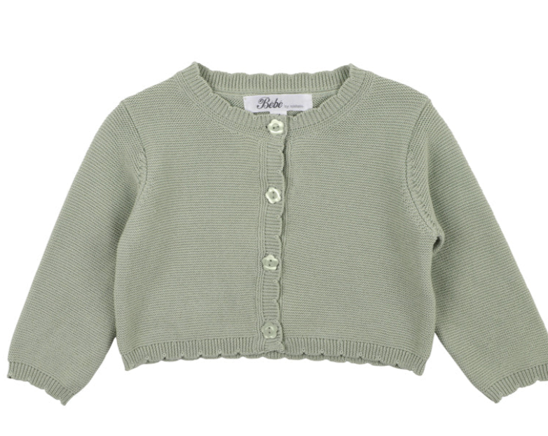 Scalloped Edge Cardigan - Sage