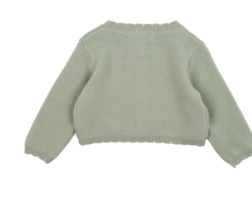 Scalloped Edge Cardigan - Sage