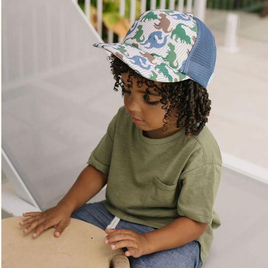 T-Rex Trucker Cap - Blue, Brown and Green