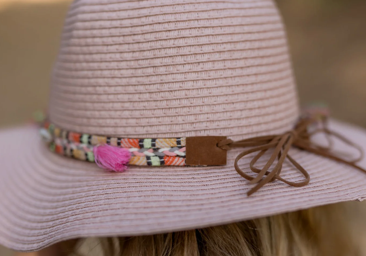 Folklore Wide Brim Hat - Light Pink