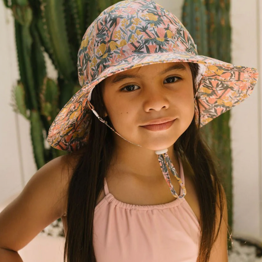Native Bloom Wide Brim Sunhat - Peach, Mustard and Sage