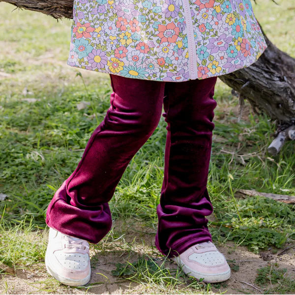 Berry Velour Flares