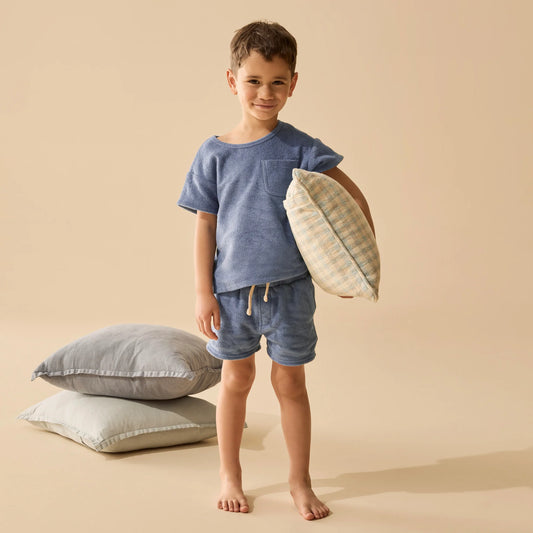 Deep Blue Organic Terry Shorts