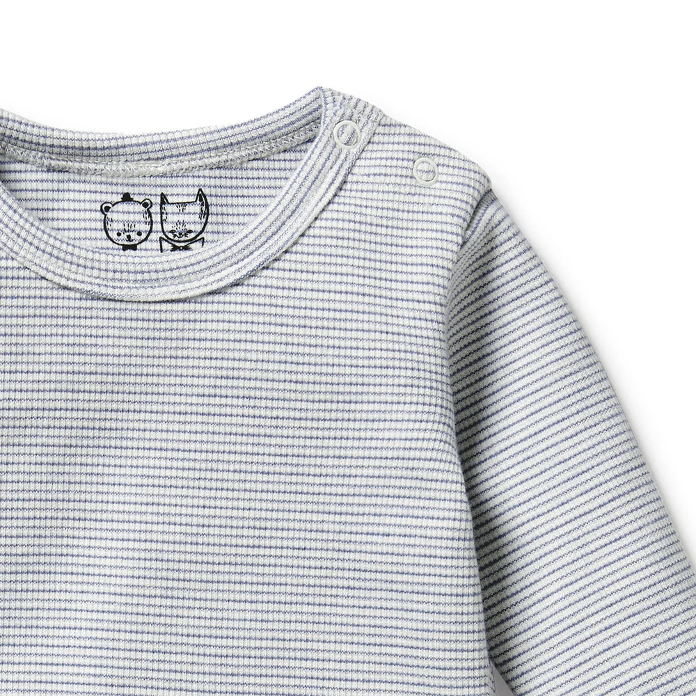 Rain Drop Organic Stripe Rib Bodysuit