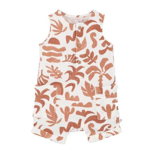 Abstract Oasis Caramel Print Romper