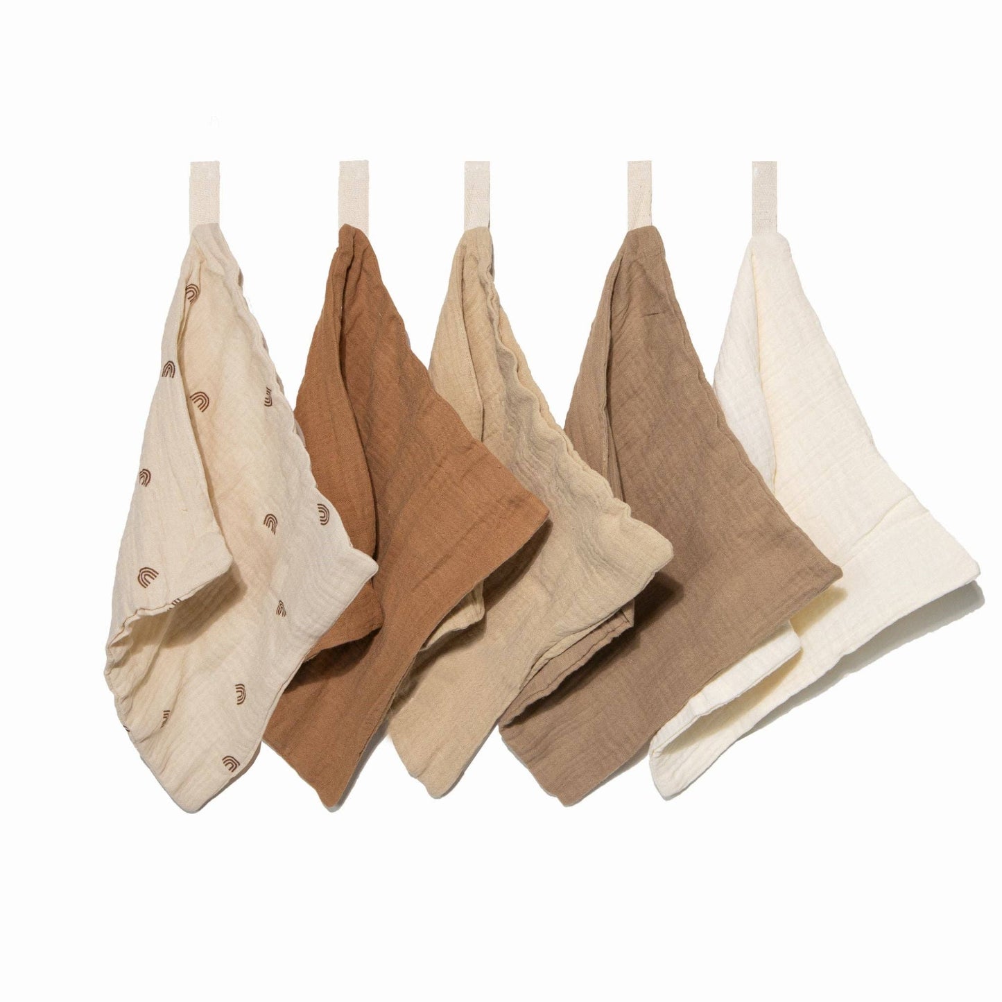 Organic Muslin Baby Wash Cloths - 5 Pack Dusty Dunes