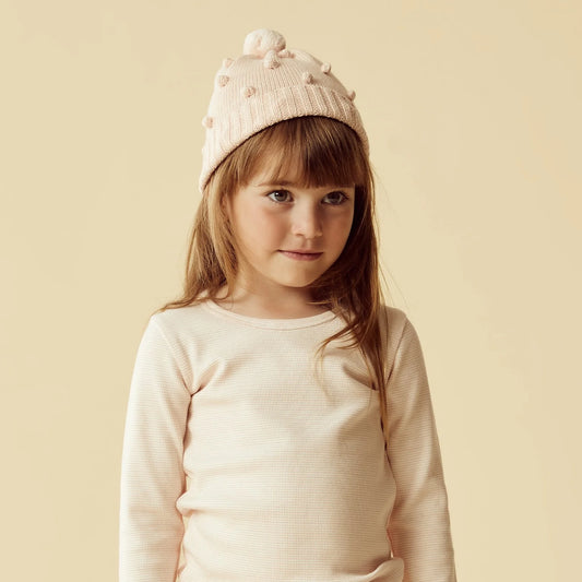 Knitted Bauble Hat in Pink