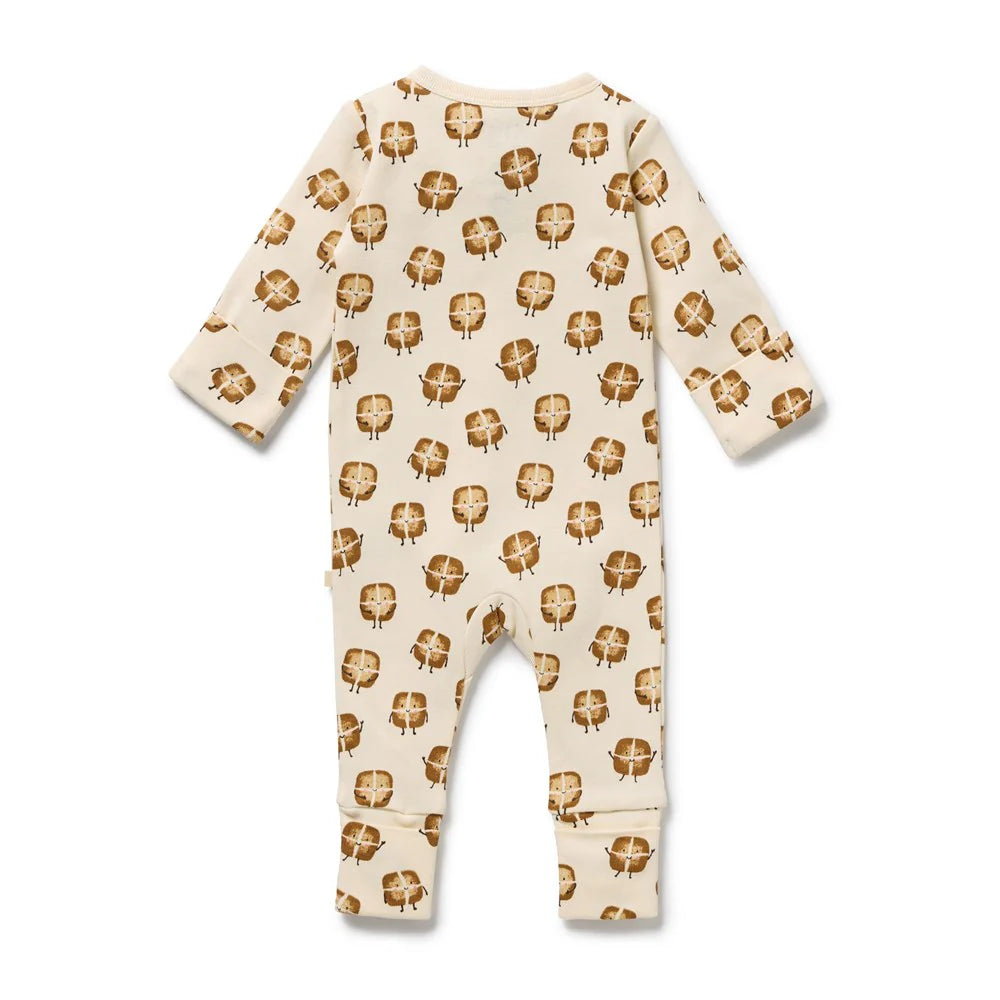 Hot Cross Buns Organic Zip Suit w/ feet