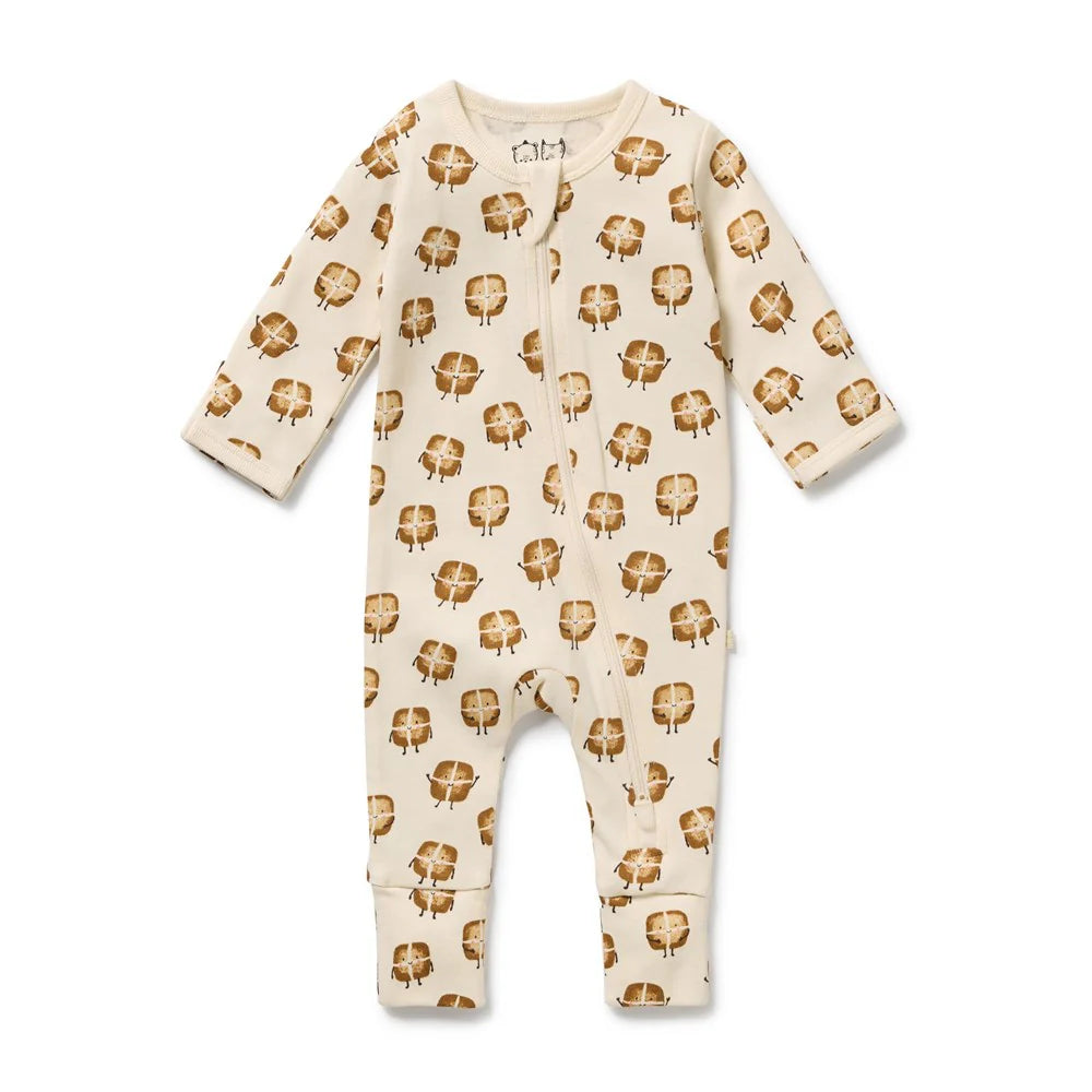 Hot Cross Buns Organic Zip Suit w/ feet