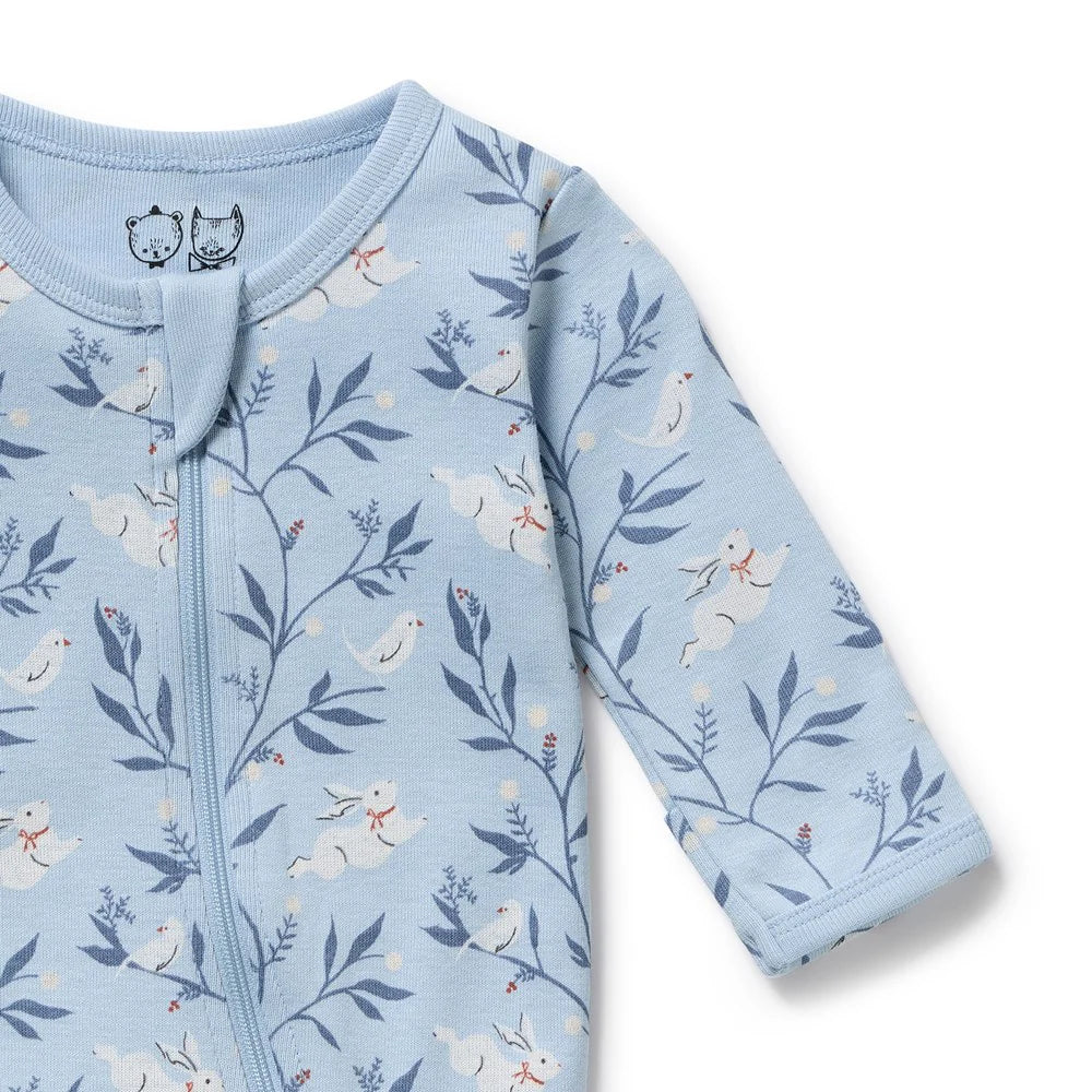 Bunny Whistle Organic Zip Suit w/ feet